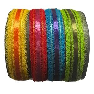 Vintage Colorful Decorative Lace Ribbon Yellow, Red, Blue, Green - 4 Yar…